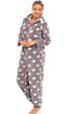 Womens Supersoft Fleece Heart Print Hooded Grey Onesie
